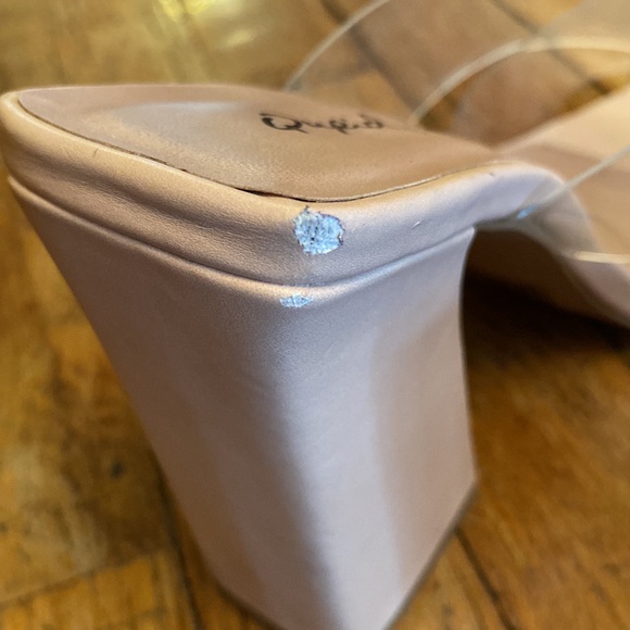 Qupid Nude Block Heel with Clear Criss Cross Straps - Picture 6 of 10